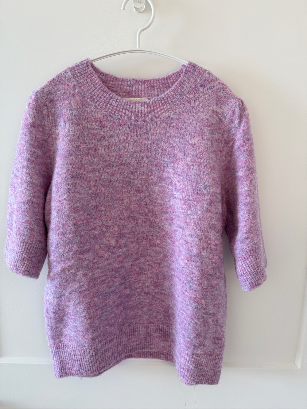 Soft Heathered Lavender Short-Sleeve Sweater